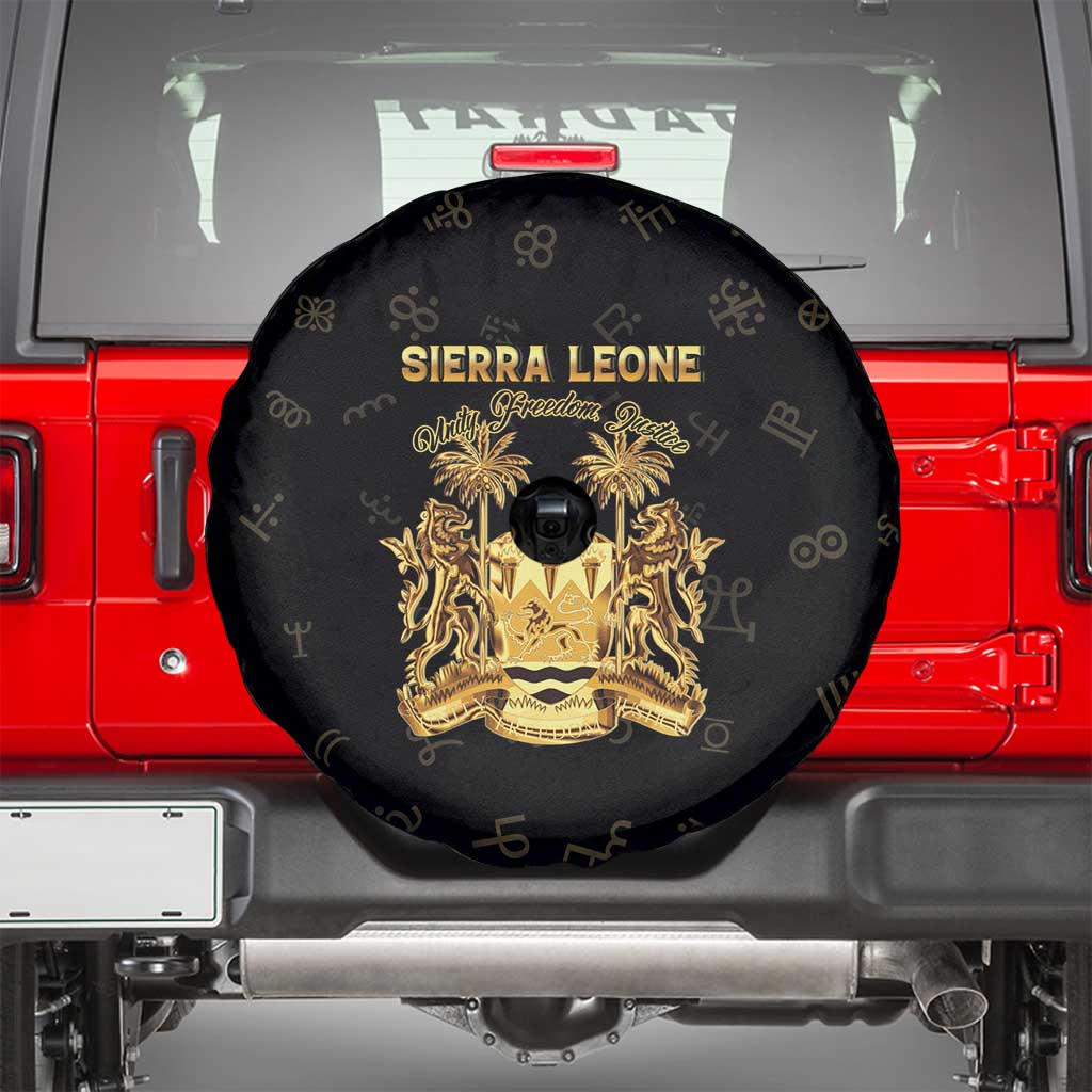 Sierra Leone Vai Syllabary Heritage Spare Tire Cover National Emblem Golden Style - Wonder Print Shop