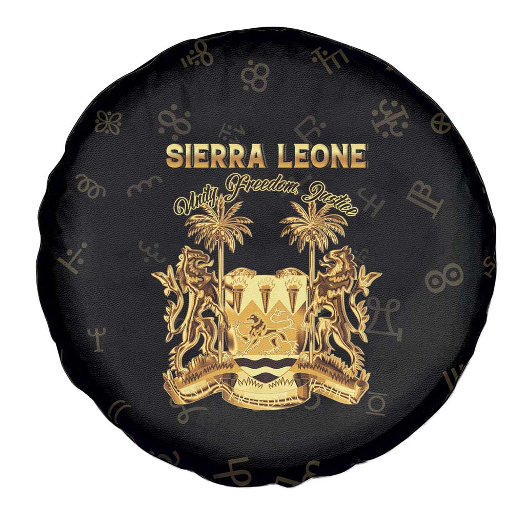Sierra Leone Vai Syllabary Heritage Spare Tire Cover National Emblem Golden Style - Wonder Print Shop