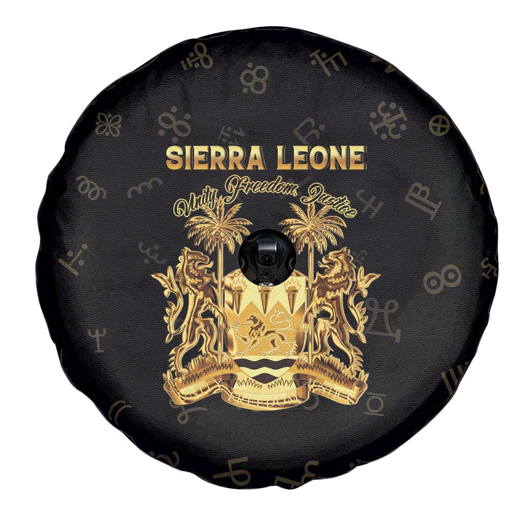 Sierra Leone Vai Syllabary Heritage Spare Tire Cover National Emblem Golden Style - Wonder Print Shop