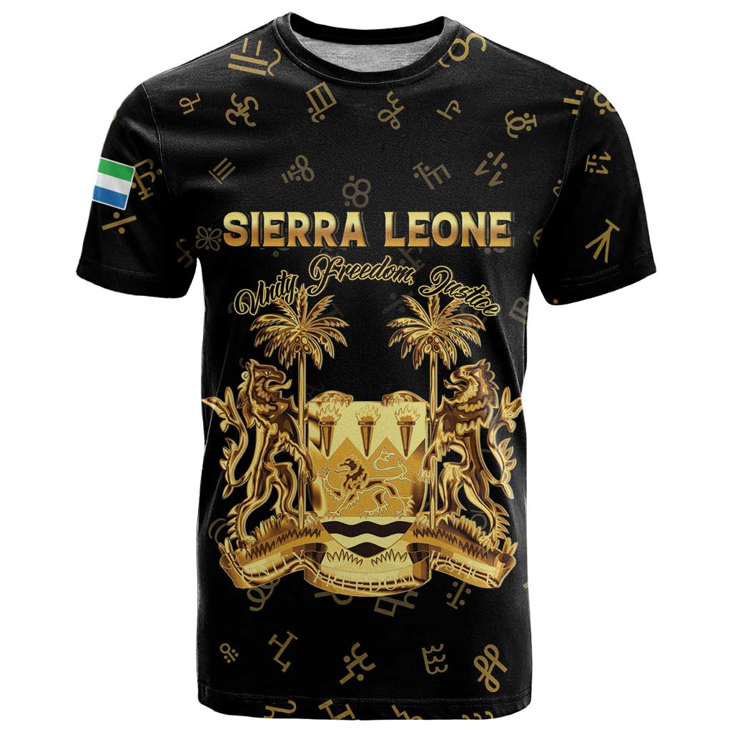 Personalized Sierra Leone Vai Syllabary Heritage T Shirt National Emblem Golden Style - Wonder Print Shop