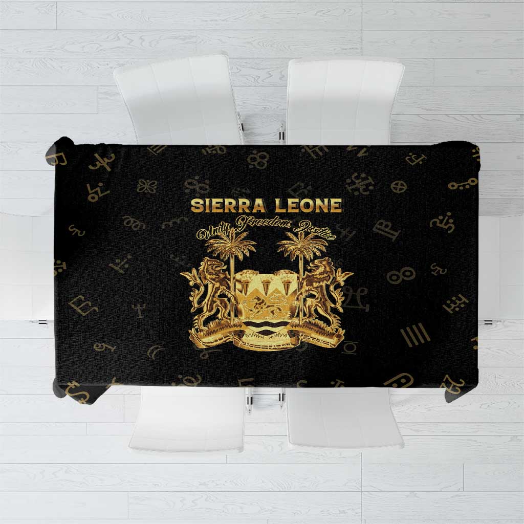 Sierra Leone Vai Syllabary Heritage Tablecloth National Emblem Golden Style - Wonder Print Shop