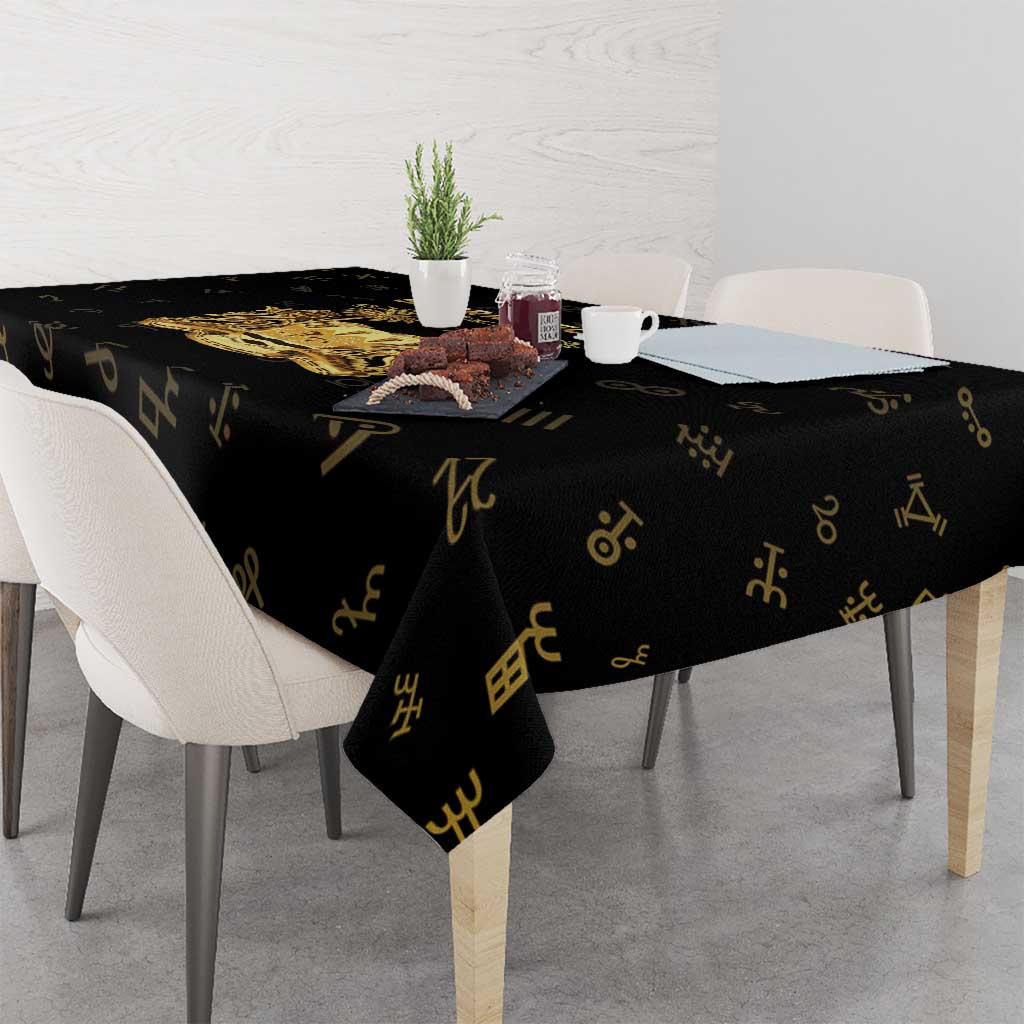Sierra Leone Vai Syllabary Heritage Tablecloth National Emblem Golden Style - Wonder Print Shop