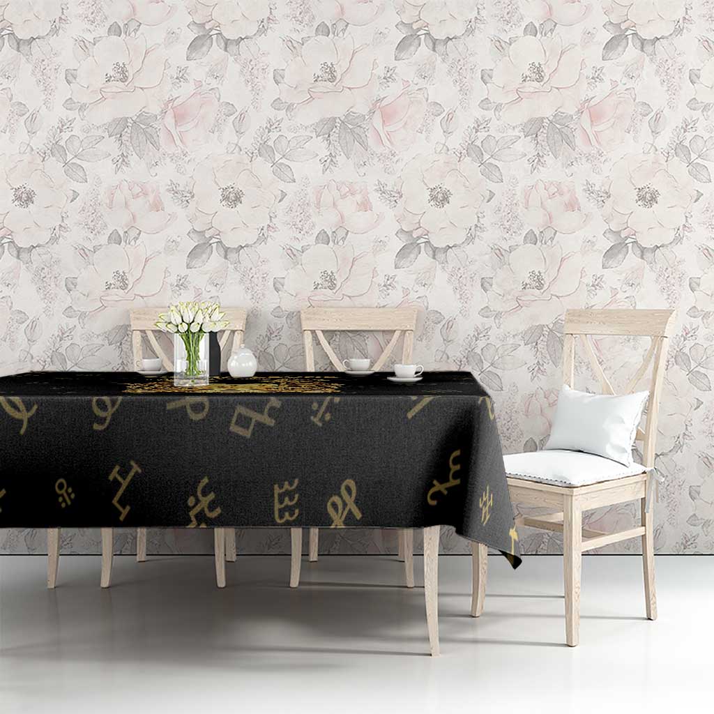 Sierra Leone Vai Syllabary Heritage Tablecloth National Emblem Golden Style - Wonder Print Shop