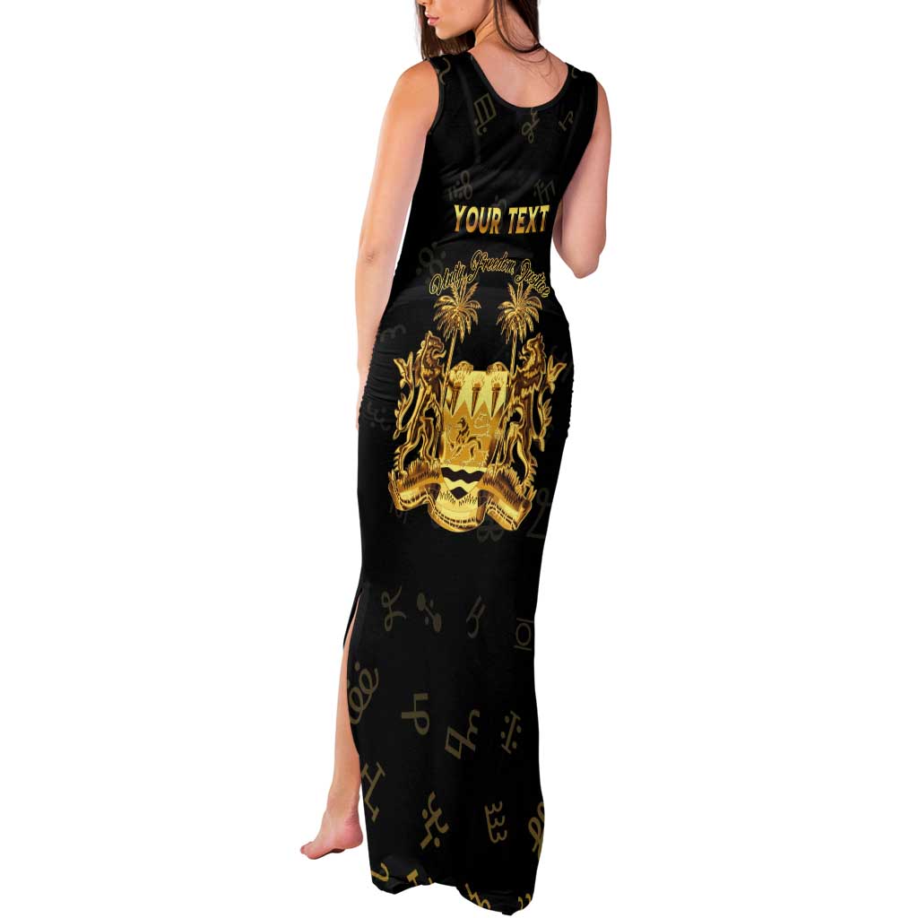 Personalized Sierra Leone Vai Syllabary Heritage Tank Maxi Dress National Emblem Golden Style - Wonder Print Shop