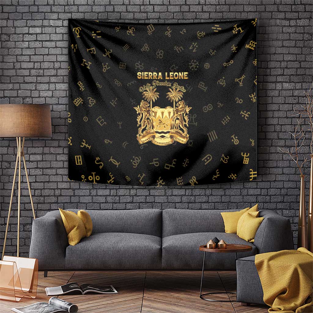 Sierra Leone Vai Syllabary Heritage Tapestry National Emblem Golden Style - Wonder Print Shop