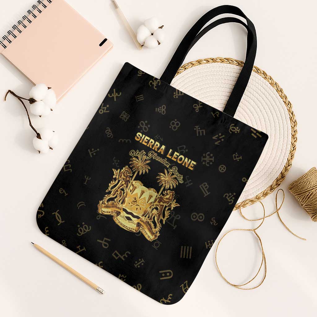 Sierra Leone Vai Syllabary Heritage Tote Bag National Emblem Golden Style - Wonder Print Shop
