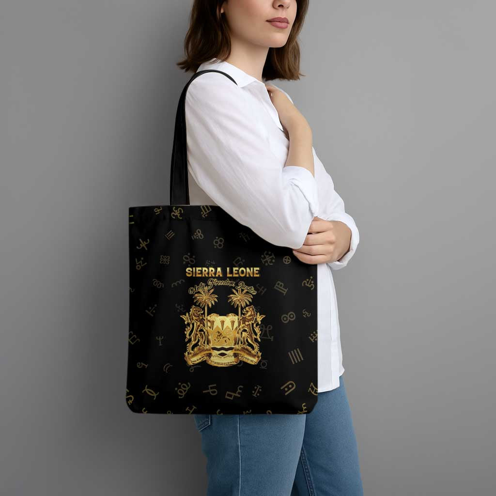 Sierra Leone Vai Syllabary Heritage Tote Bag National Emblem Golden Style - Wonder Print Shop