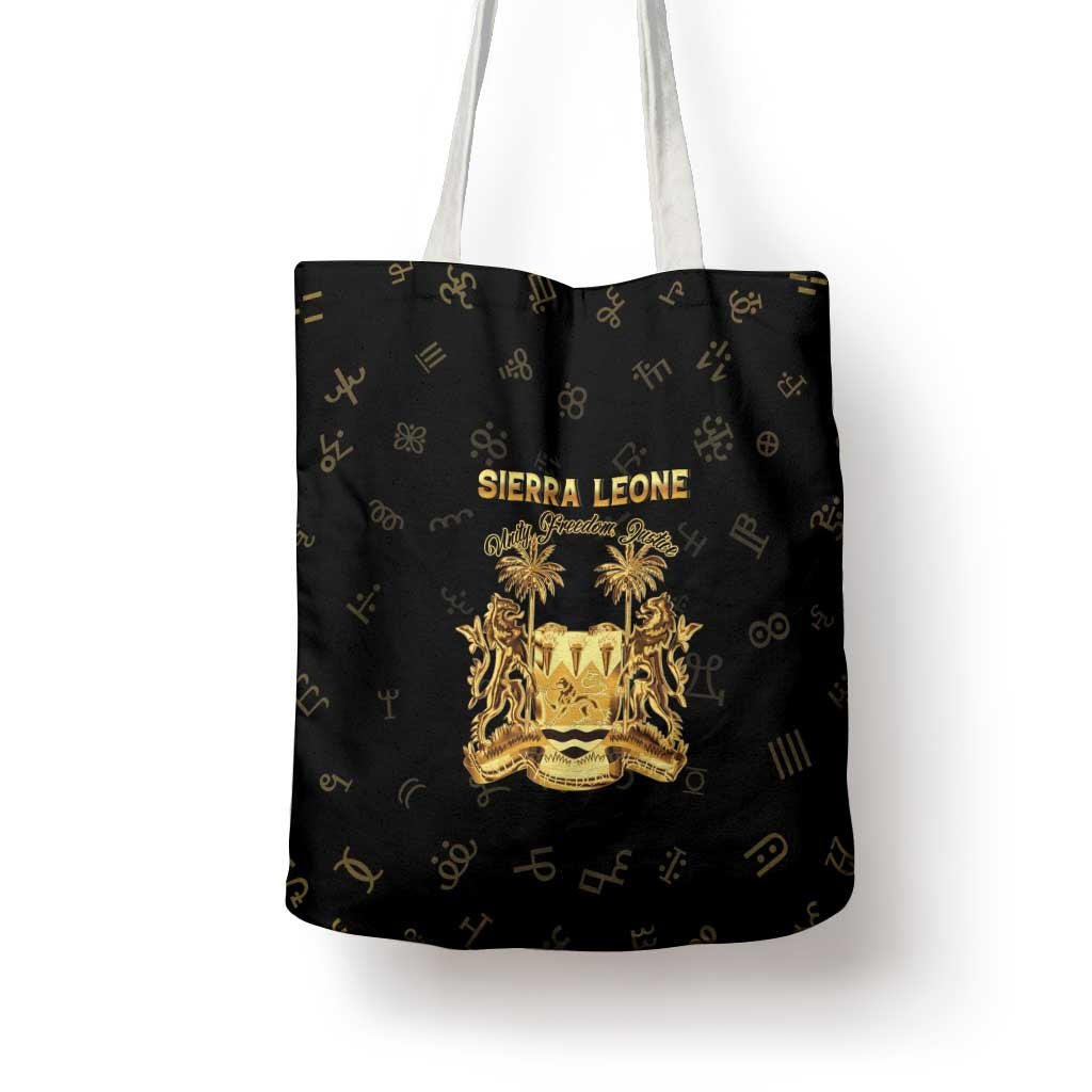 Sierra Leone Vai Syllabary Heritage Tote Bag National Emblem Golden Style - Wonder Print Shop