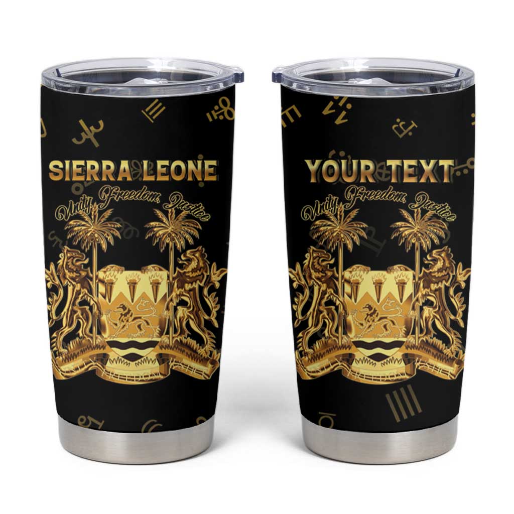 Personalized Sierra Leone Vai Syllabary Heritage Tumbler Cup National Emblem Golden Style - Wonder Print Shop