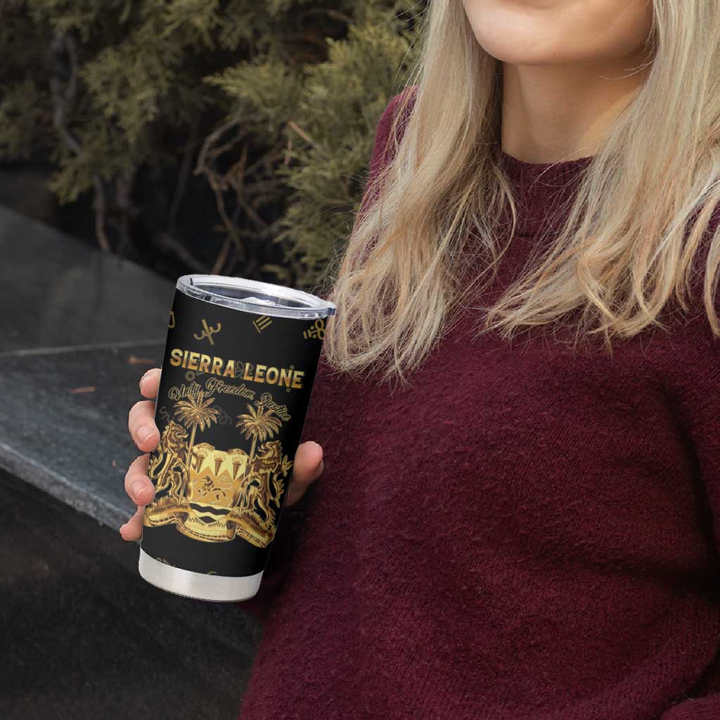 Personalized Sierra Leone Vai Syllabary Heritage Tumbler Cup National Emblem Golden Style - Wonder Print Shop