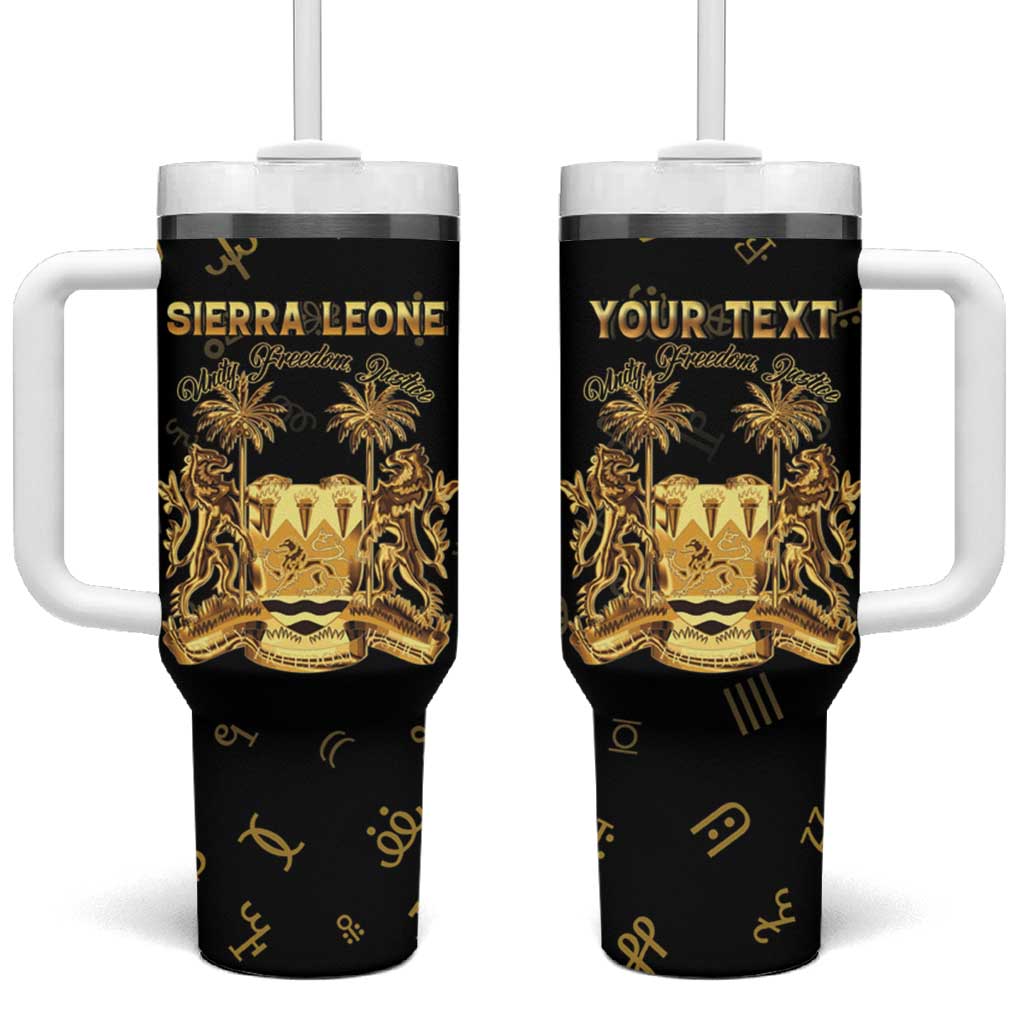 Personalized Sierra Leone Vai Syllabary Heritage Tumbler With Handle National Emblem Golden Style - Wonder Print Shop