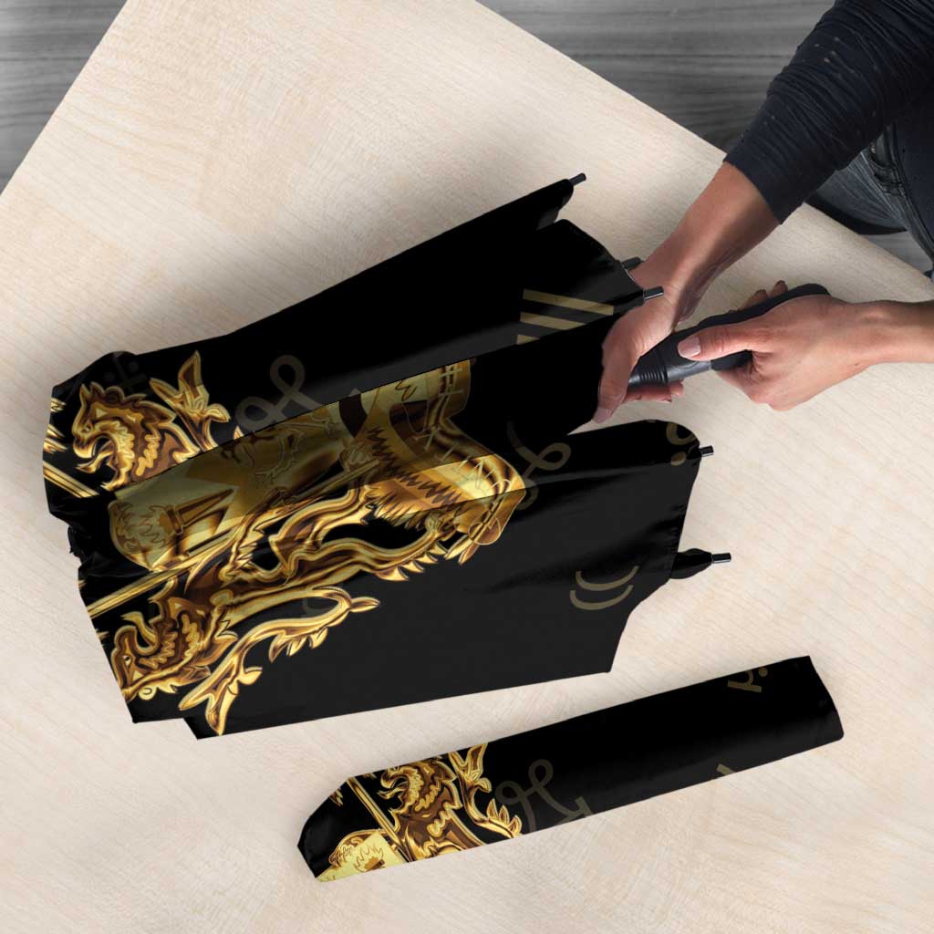 Sierra Leone Vai Syllabary Heritage Umbrella National Emblem Golden Style - Wonder Print Shop