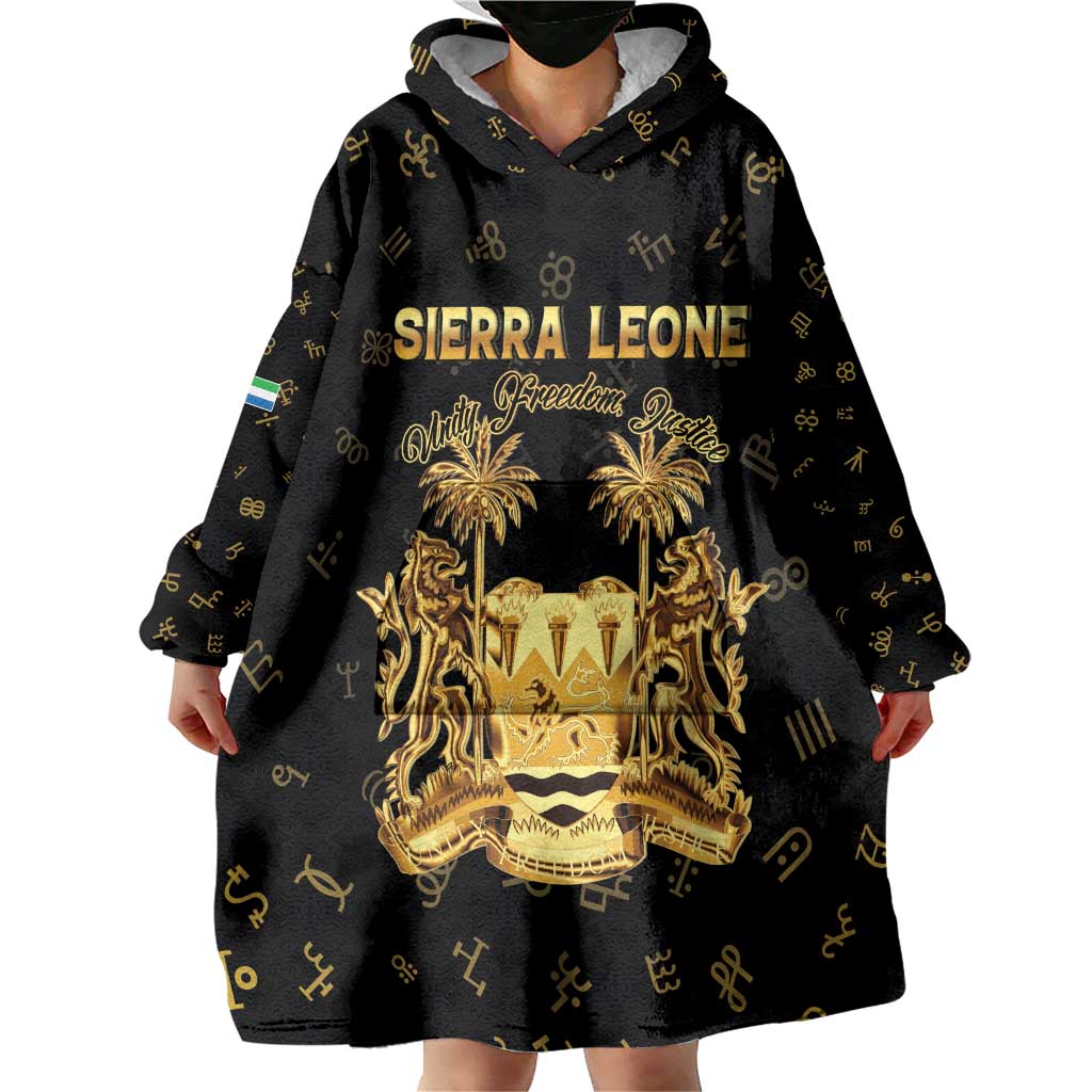Personalized Sierra Leone Vai Syllabary Heritage Wearable Blanket Hoodie National Emblem Golden Style - Wonder Print Shop
