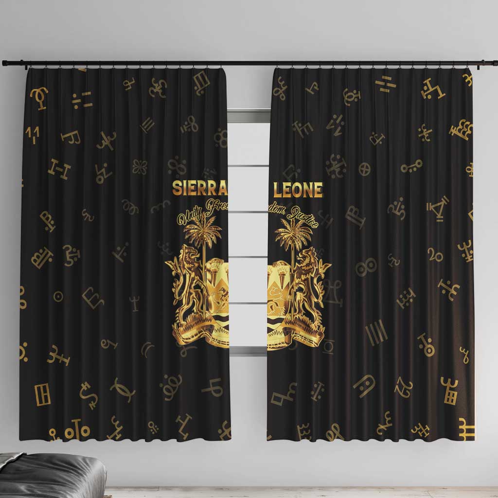 Sierra Leone Vai Syllabary Heritage Window Curtain National Emblem Golden Style - Wonder Print Shop