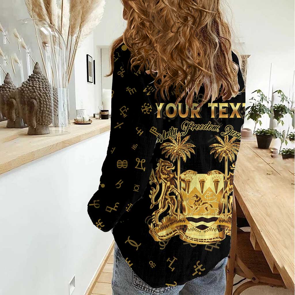 Personalized Sierra Leone Vai Syllabary Heritage Women Casual Shirt National Emblem Golden Style - Wonder Print Shop