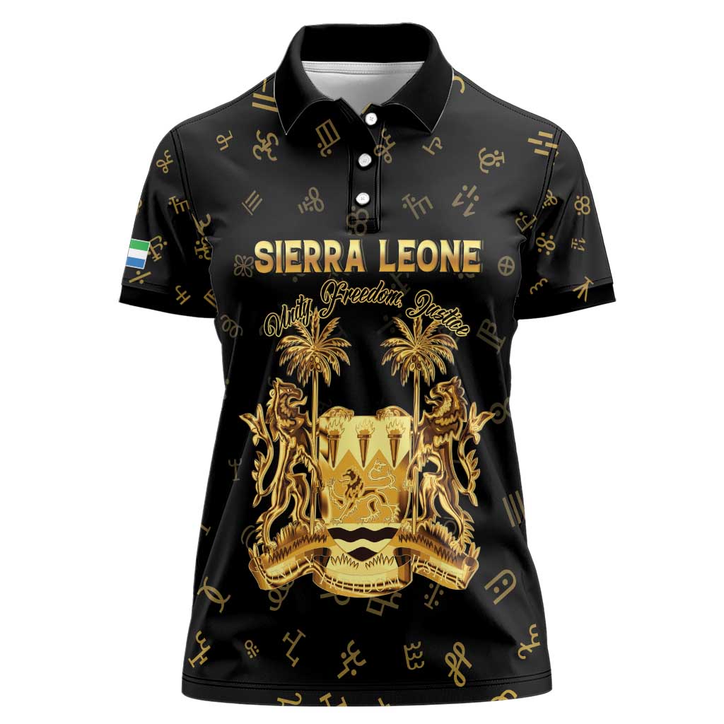 Personalized Sierra Leone Vai Syllabary Heritage Women Polo Shirt National Emblem Golden Style - Wonder Print Shop