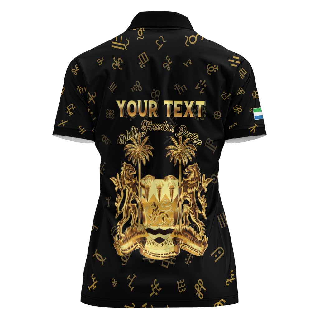Personalized Sierra Leone Vai Syllabary Heritage Women Polo Shirt National Emblem Golden Style - Wonder Print Shop