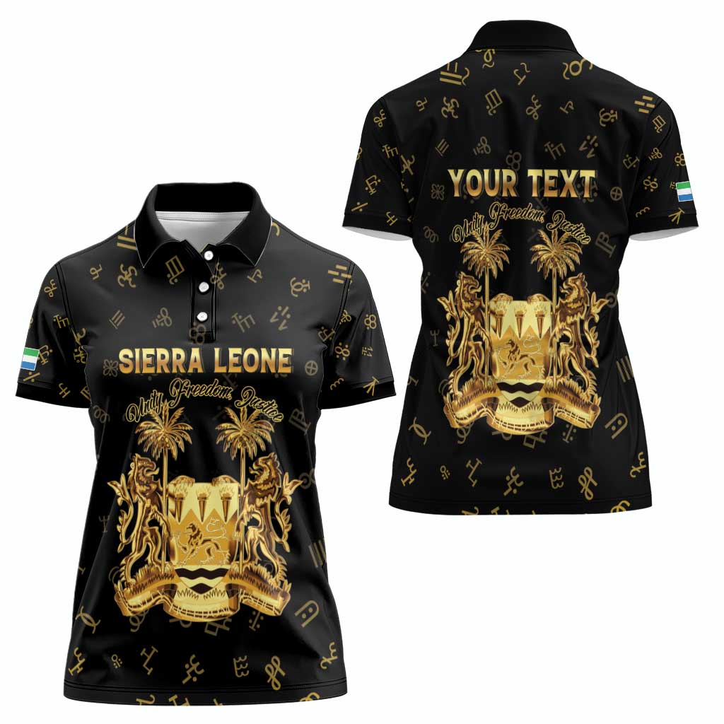 Personalized Sierra Leone Vai Syllabary Heritage Women Polo Shirt National Emblem Golden Style - Wonder Print Shop