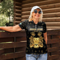 Personalized Sierra Leone Vai Syllabary Heritage Women Polo Shirt National Emblem Golden Style - Wonder Print Shop