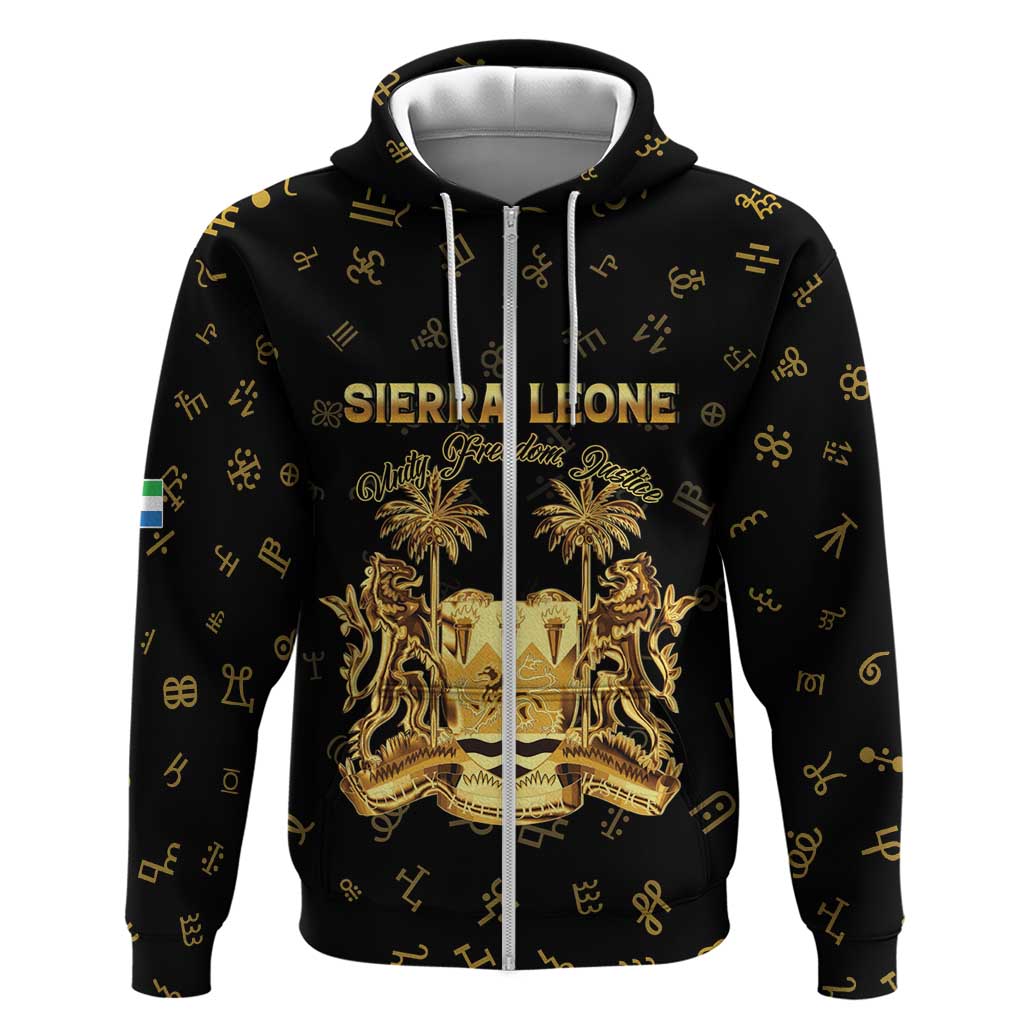 Personalized Sierra Leone Vai Syllabary Heritage Zip Hoodie National Emblem Golden Style - Wonder Print Shop