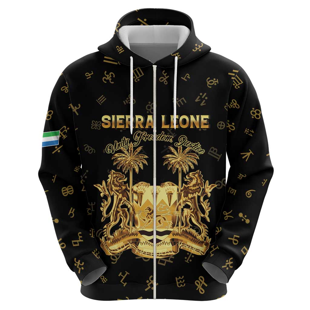 Personalized Sierra Leone Vai Syllabary Heritage Zip Hoodie National Emblem Golden Style - Wonder Print Shop