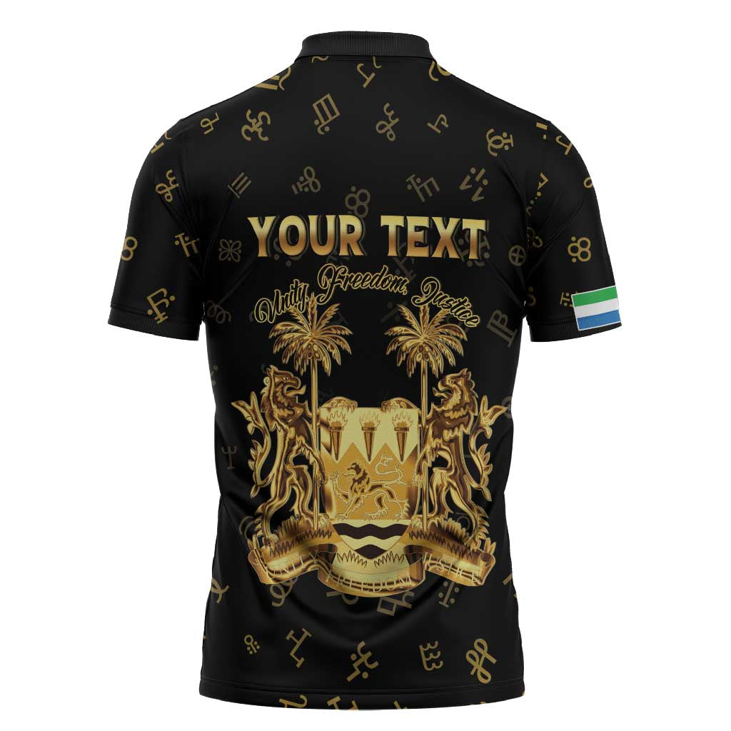 Personalized Sierra Leone Vai Syllabary Heritage Zipper Polo Shirt National Emblem Golden Style - Wonder Print Shop