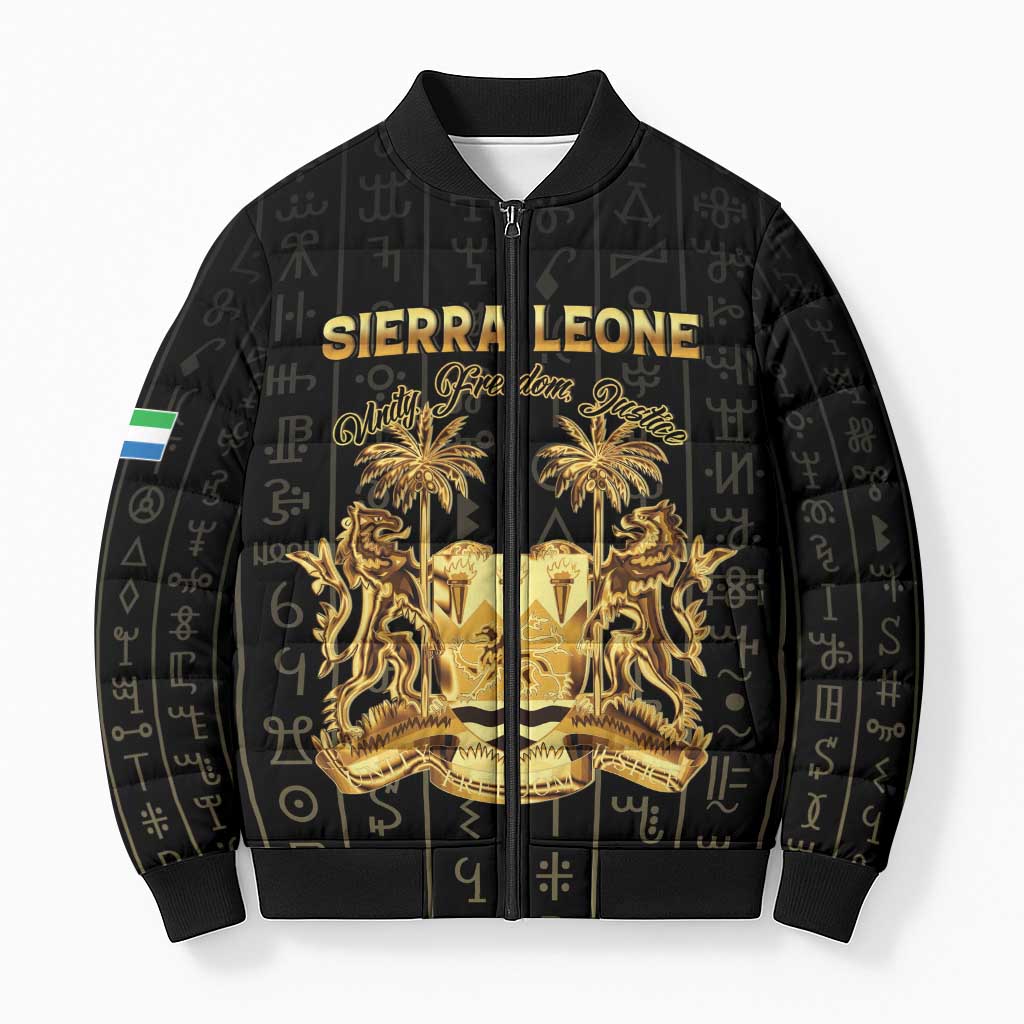 Personalized Sierra Leone Vai Syllabary Vertical Pattern Bomber Puffer Jacket - Wonder Print Shop