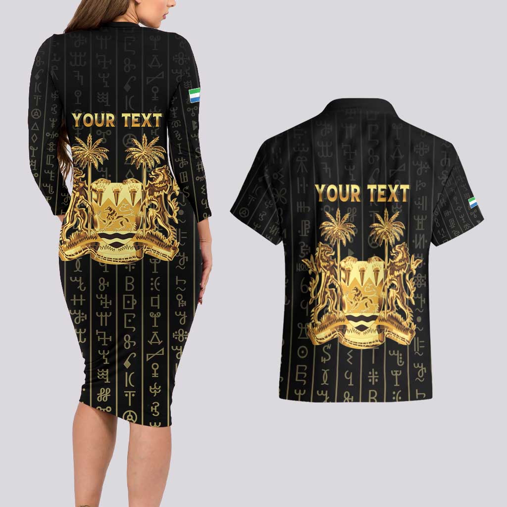 Personalized Sierra Leone Vai Syllabary Vertical Pattern Couples Matching Long Sleeve Bodycon Dress and Hawaiian Shirt - Wonder Print Shop