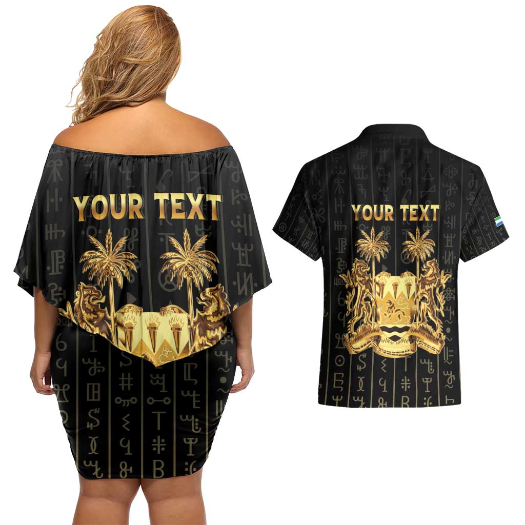 Personalized Sierra Leone Vai Syllabary Vertical Pattern Couples Matching Off Shoulder Short Dress and Hawaiian Shirt - Wonder Print Shop