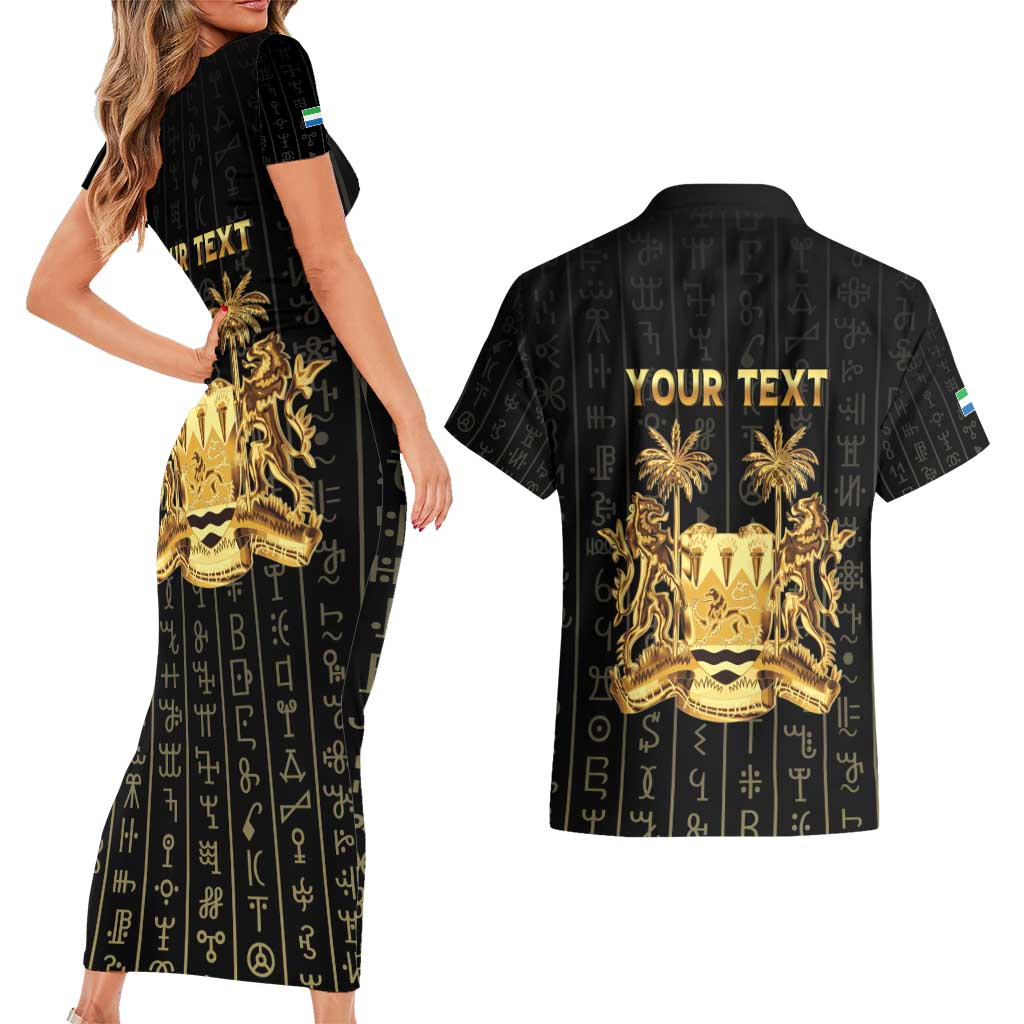 Personalized Sierra Leone Vai Syllabary Vertical Pattern Couples Matching Short Sleeve Bodycon Dress and Hawaiian Shirt - Wonder Print Shop