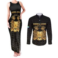 Personalized Sierra Leone Vai Syllabary Vertical Pattern Couples Matching Tank Maxi Dress and Long Sleeve Button Shirt - Wonder Print Shop