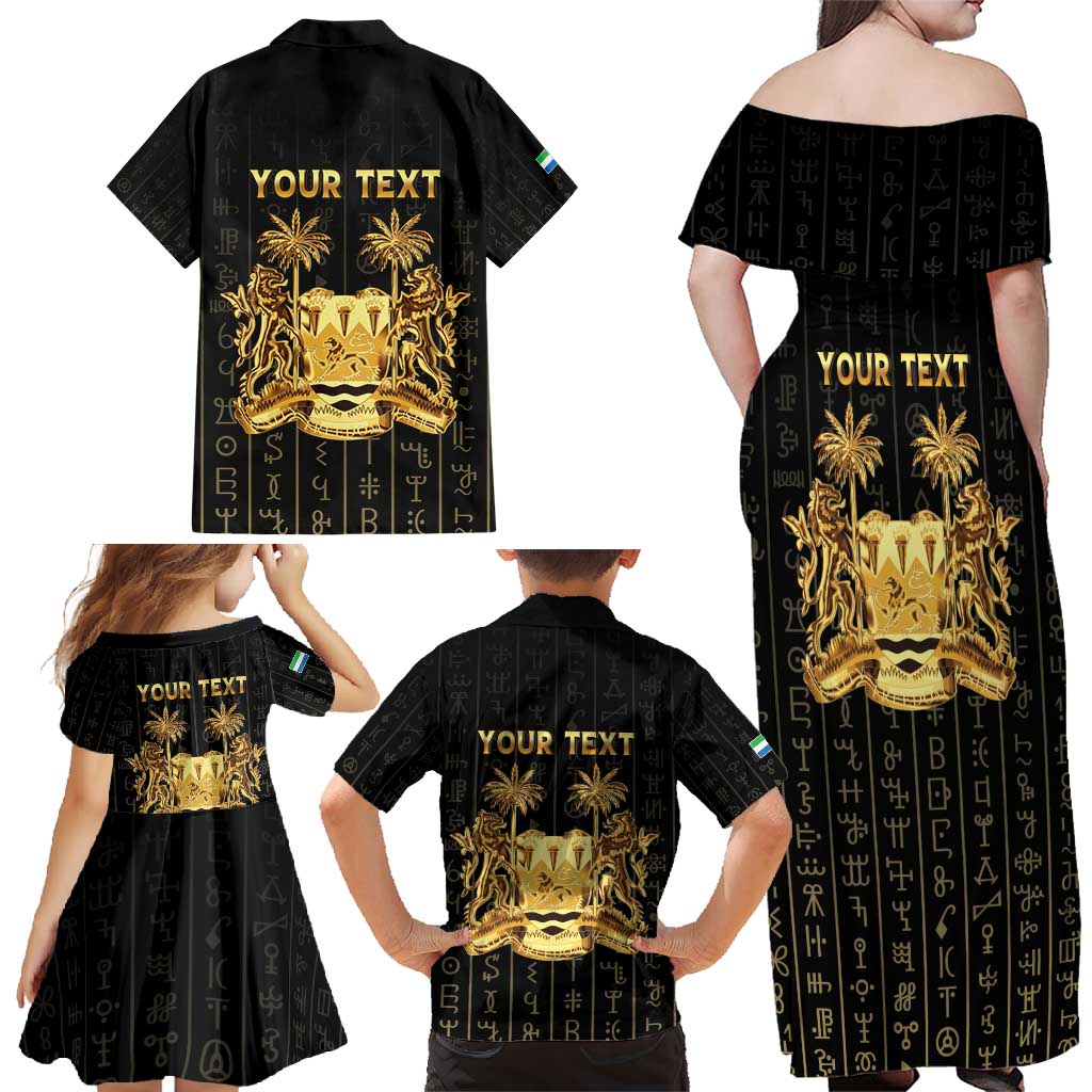 Personalized Sierra Leone Vai Syllabary Vertical Pattern Family Matching Off Shoulder Maxi Dress and Hawaiian Shirt - Wonder Print Shop