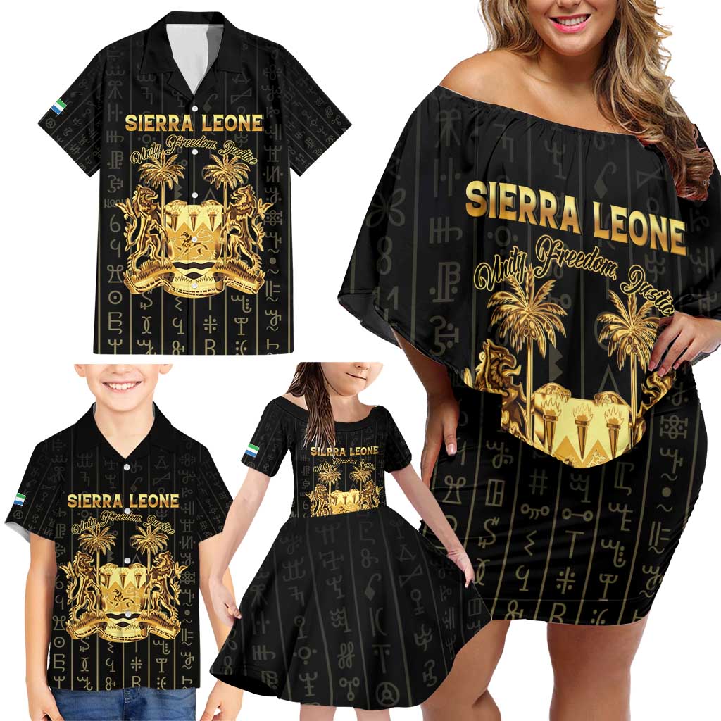 Personalized Sierra Leone Vai Syllabary Vertical Pattern Family Matching Off Shoulder Short Dress and Hawaiian Shirt - Wonder Print Shop