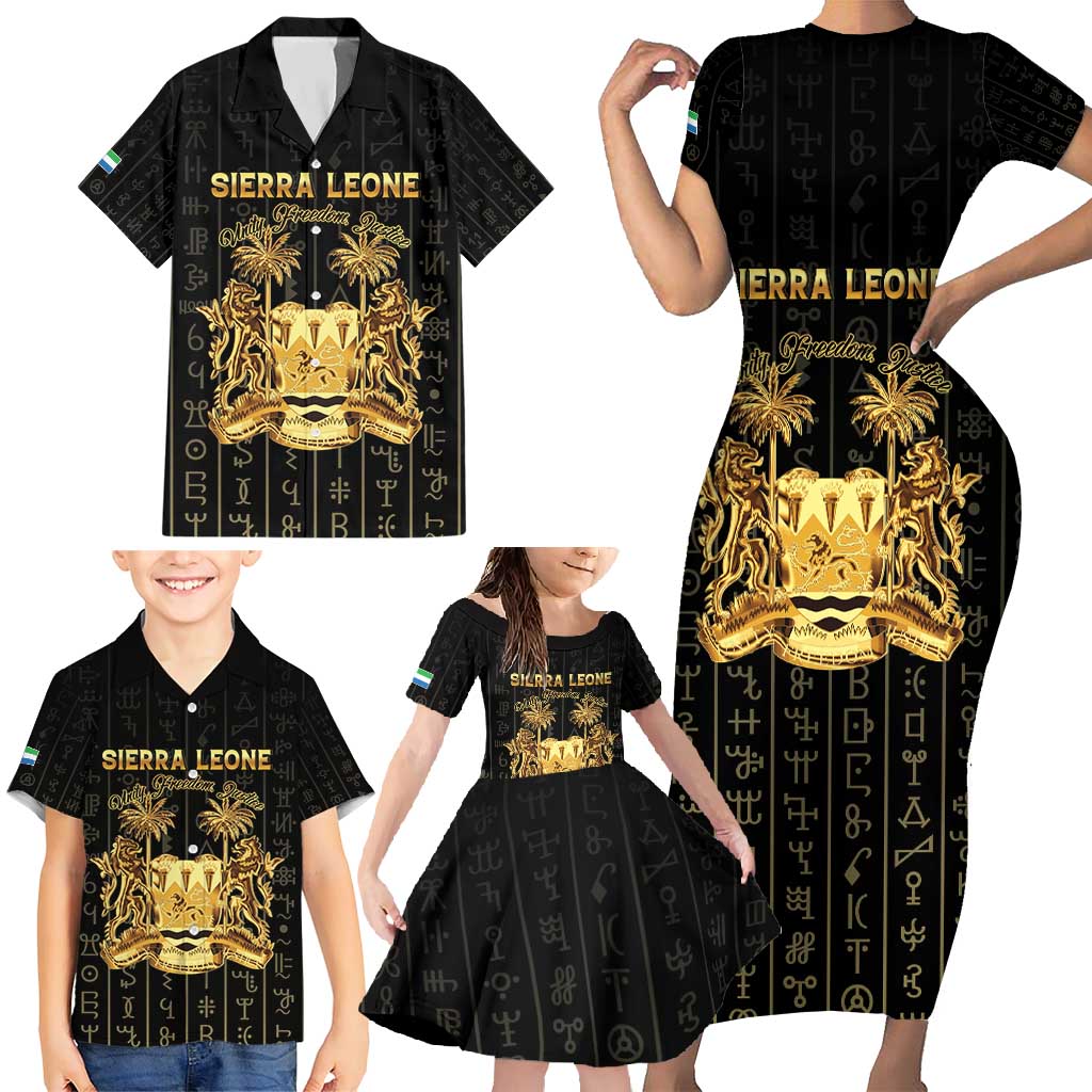 Personalized Sierra Leone Vai Syllabary Vertical Pattern Family Matching Short Sleeve Bodycon Dress and Hawaiian Shirt - Wonder Print Shop