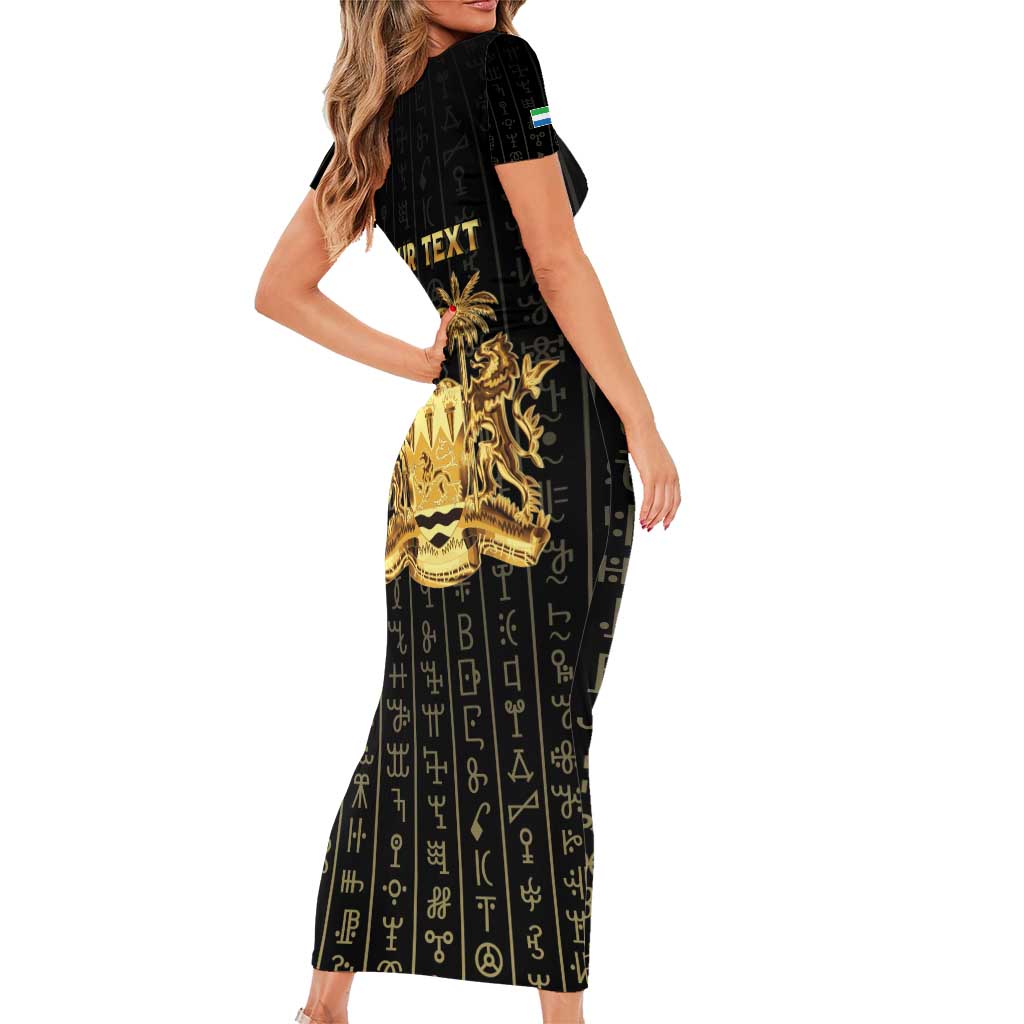 Personalized Sierra Leone Vai Syllabary Vertical Pattern Family Matching Short Sleeve Bodycon Dress and Hawaiian Shirt - Wonder Print Shop