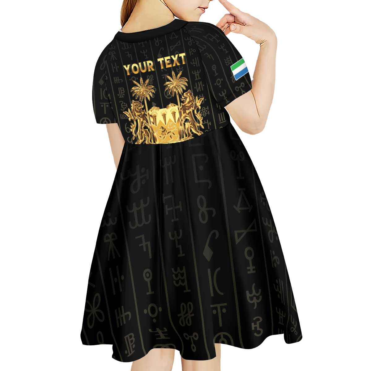 Personalized Sierra Leone Vai Syllabary Vertical Pattern Kid Short Sleeve Dress - Wonder Print Shop