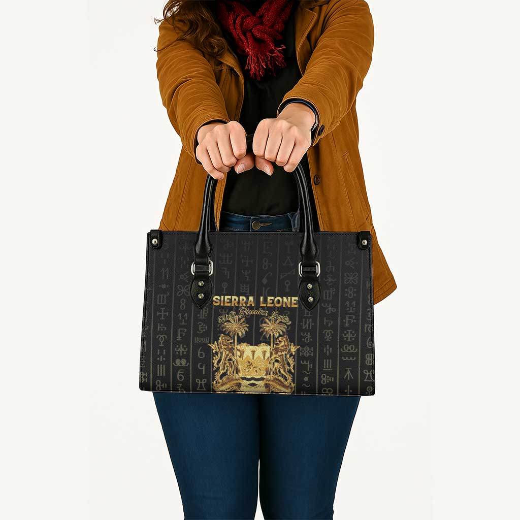 Sierra Leone Vai Syllabary Vertical Pattern Leather Bag - Wonder Print Shop