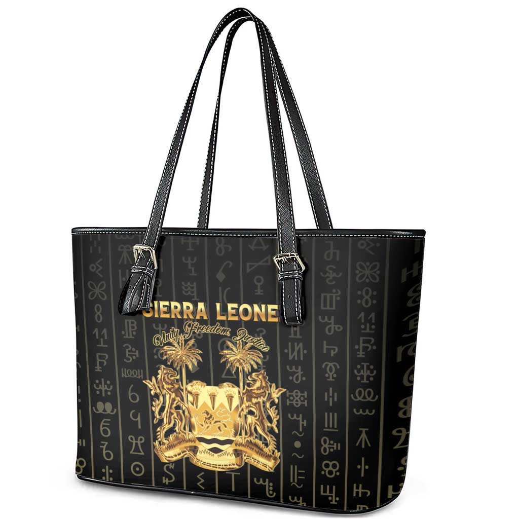 Sierra Leone Vai Syllabary Vertical Pattern Leather Tote Bag - Wonder Print Shop