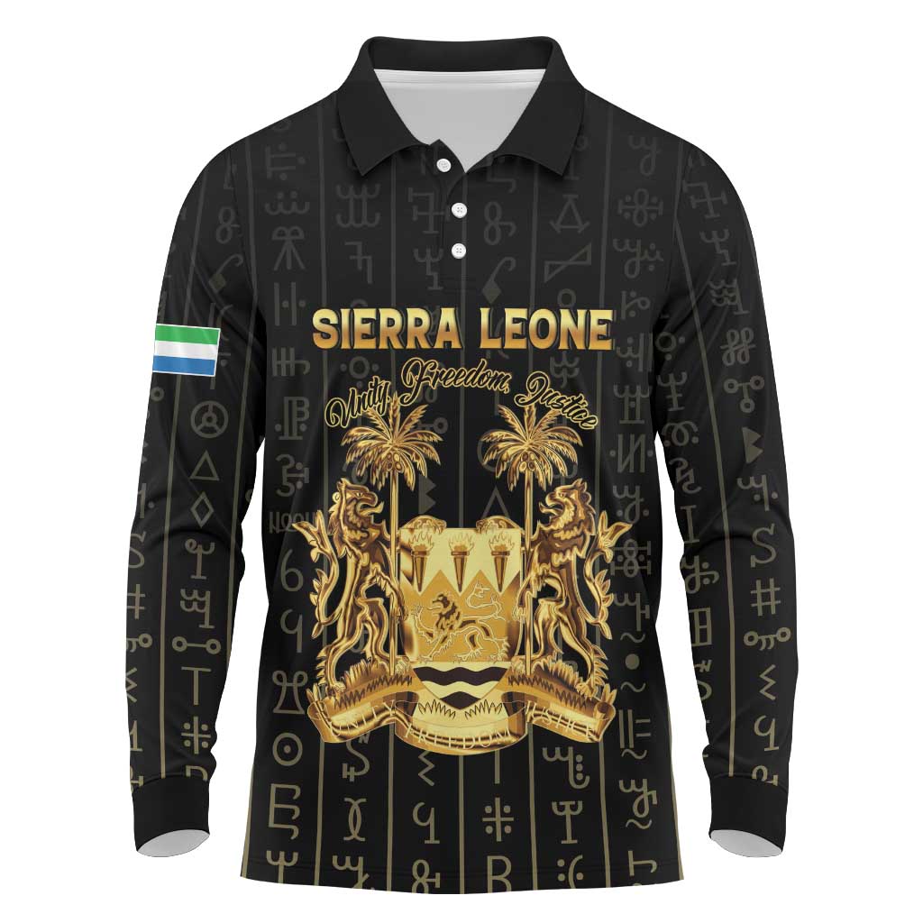 Personalized Sierra Leone Vai Syllabary Vertical Pattern Long Sleeve Polo Shirt - Wonder Print Shop