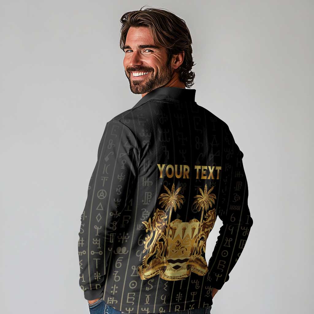 Personalized Sierra Leone Vai Syllabary Vertical Pattern Long Sleeve Polo Shirt - Wonder Print Shop