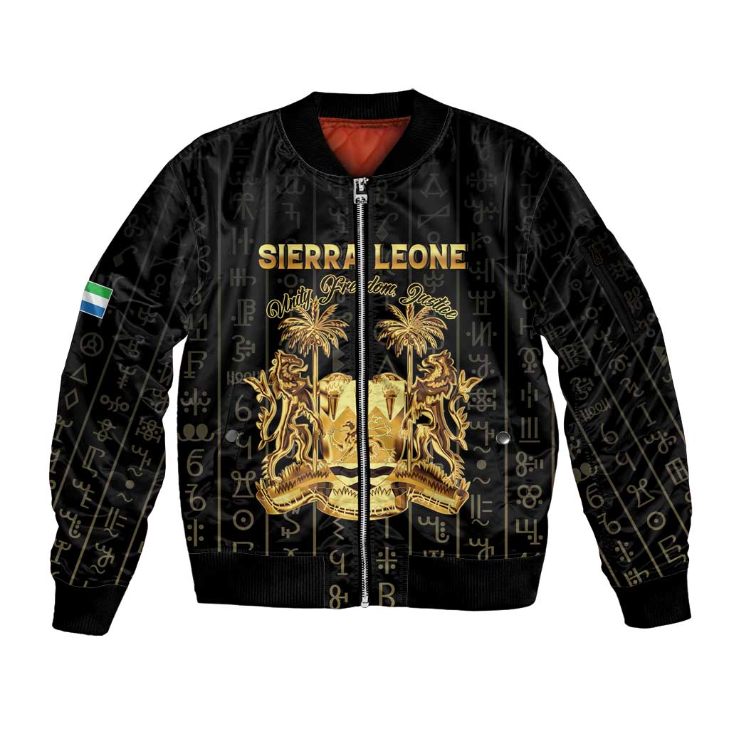 Personalized Sierra Leone Vai Syllabary Vertical Pattern Sleeve Zip Bomber Jacket - Wonder Print Shop