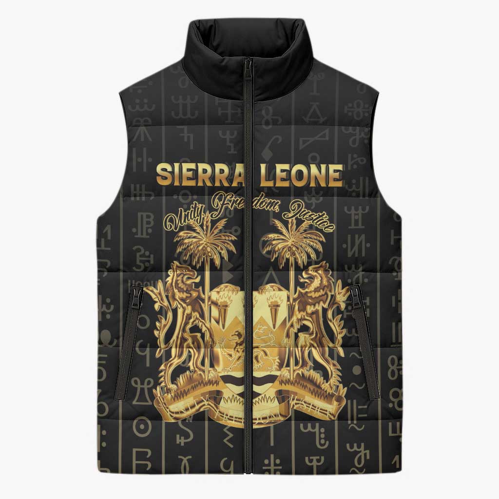 Personalized Sierra Leone Vai Syllabary Vertical Pattern Sleeveless Puffer Jacket - Wonder Print Shop