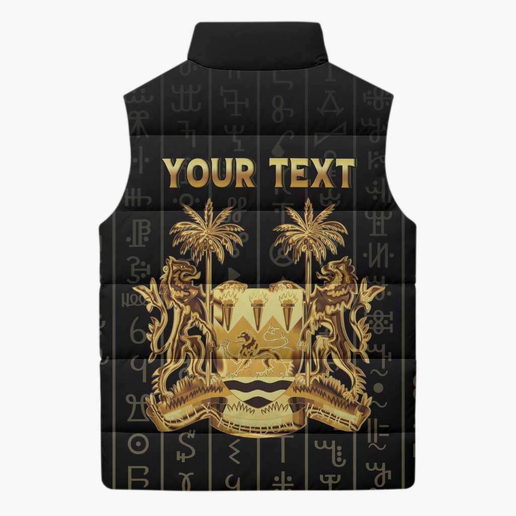 Personalized Sierra Leone Vai Syllabary Vertical Pattern Sleeveless Puffer Jacket - Wonder Print Shop