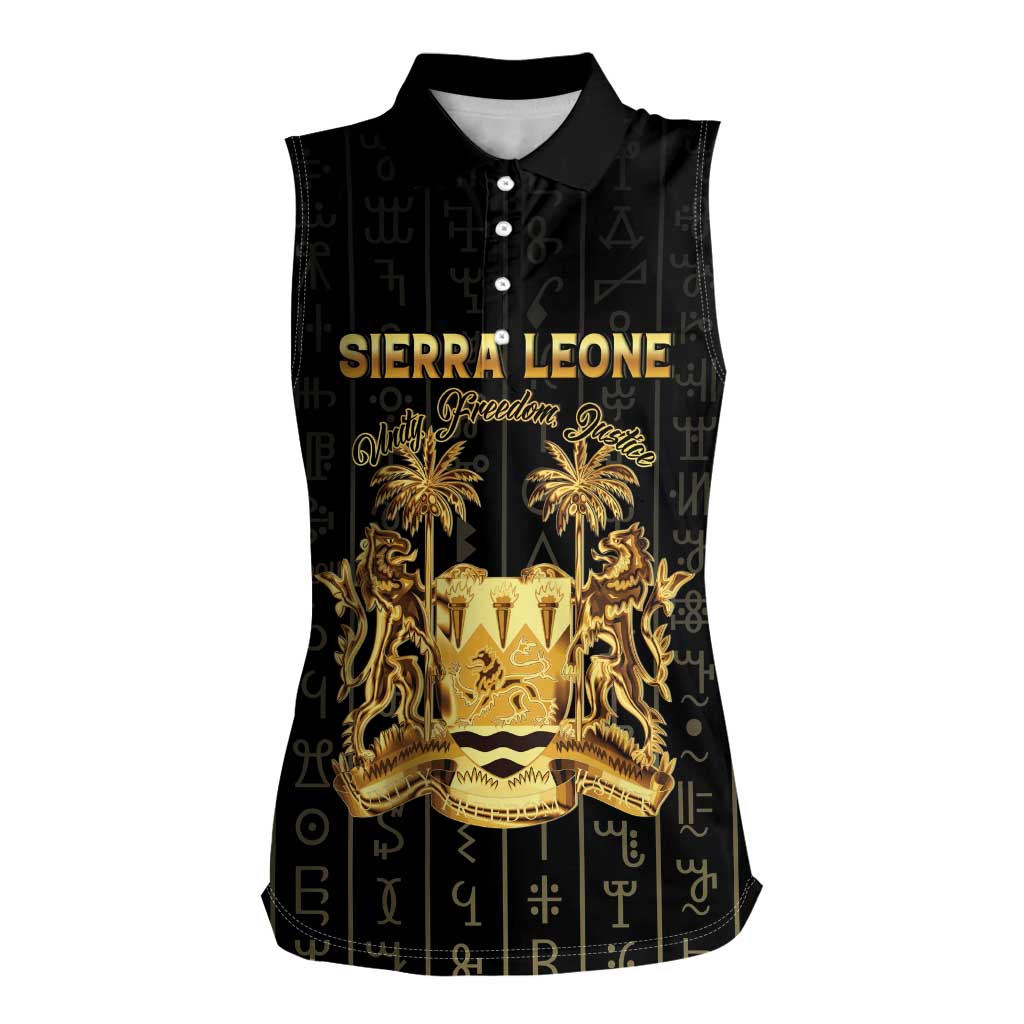 Personalized Sierra Leone Vai Syllabary Vertical Pattern Women Sleeveless Polo Shirt - Wonder Print Shop