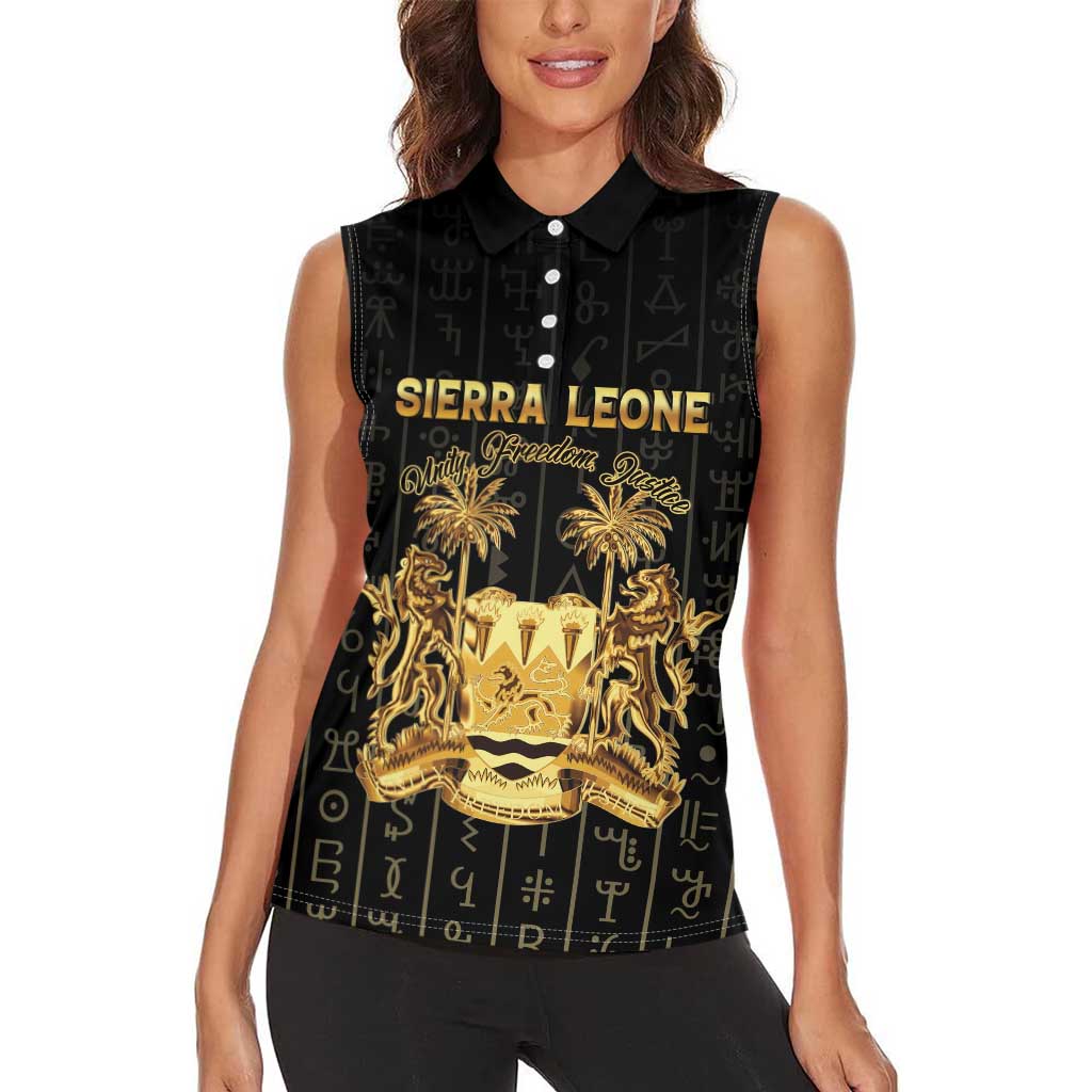 Personalized Sierra Leone Vai Syllabary Vertical Pattern Women Sleeveless Polo Shirt - Wonder Print Shop