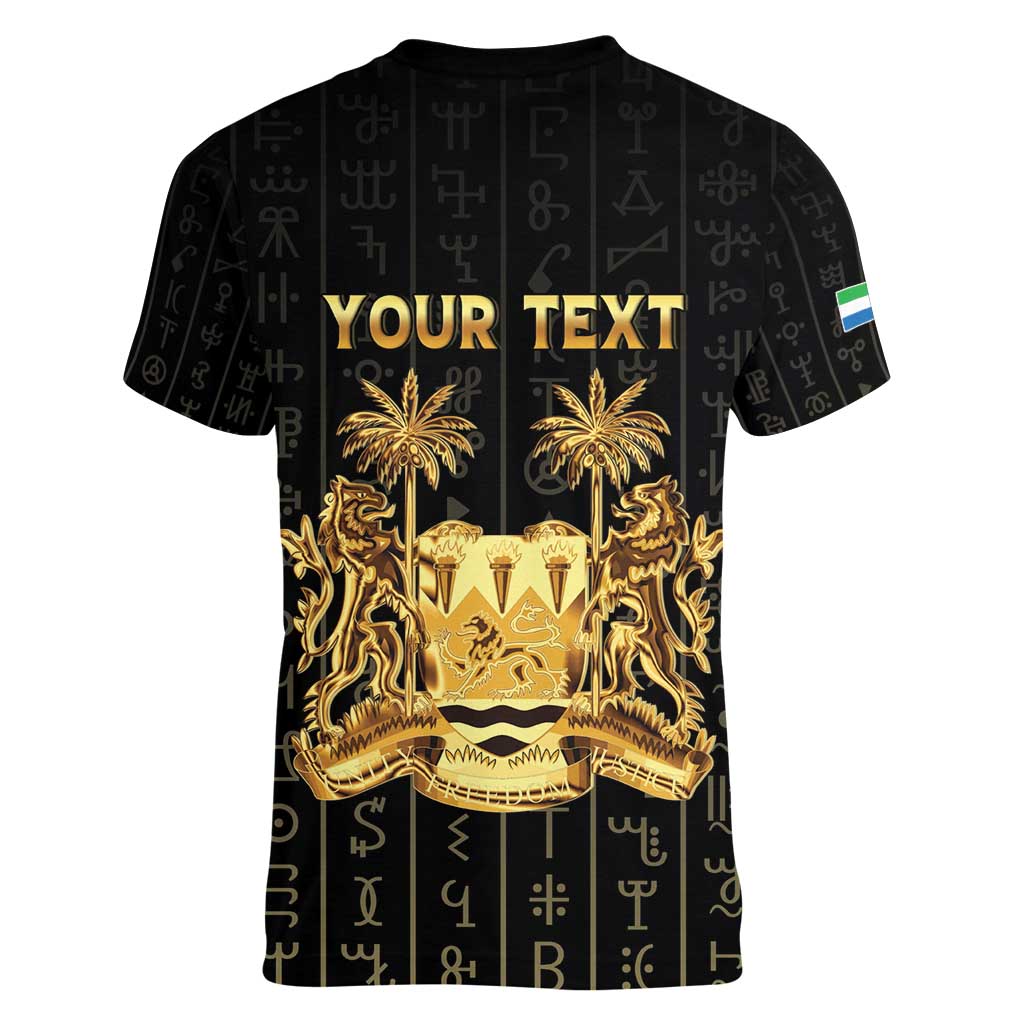 Personalized Sierra Leone Vai Syllabary Vertical Pattern Women V-Neck T-Shirt - Wonder Print Shop