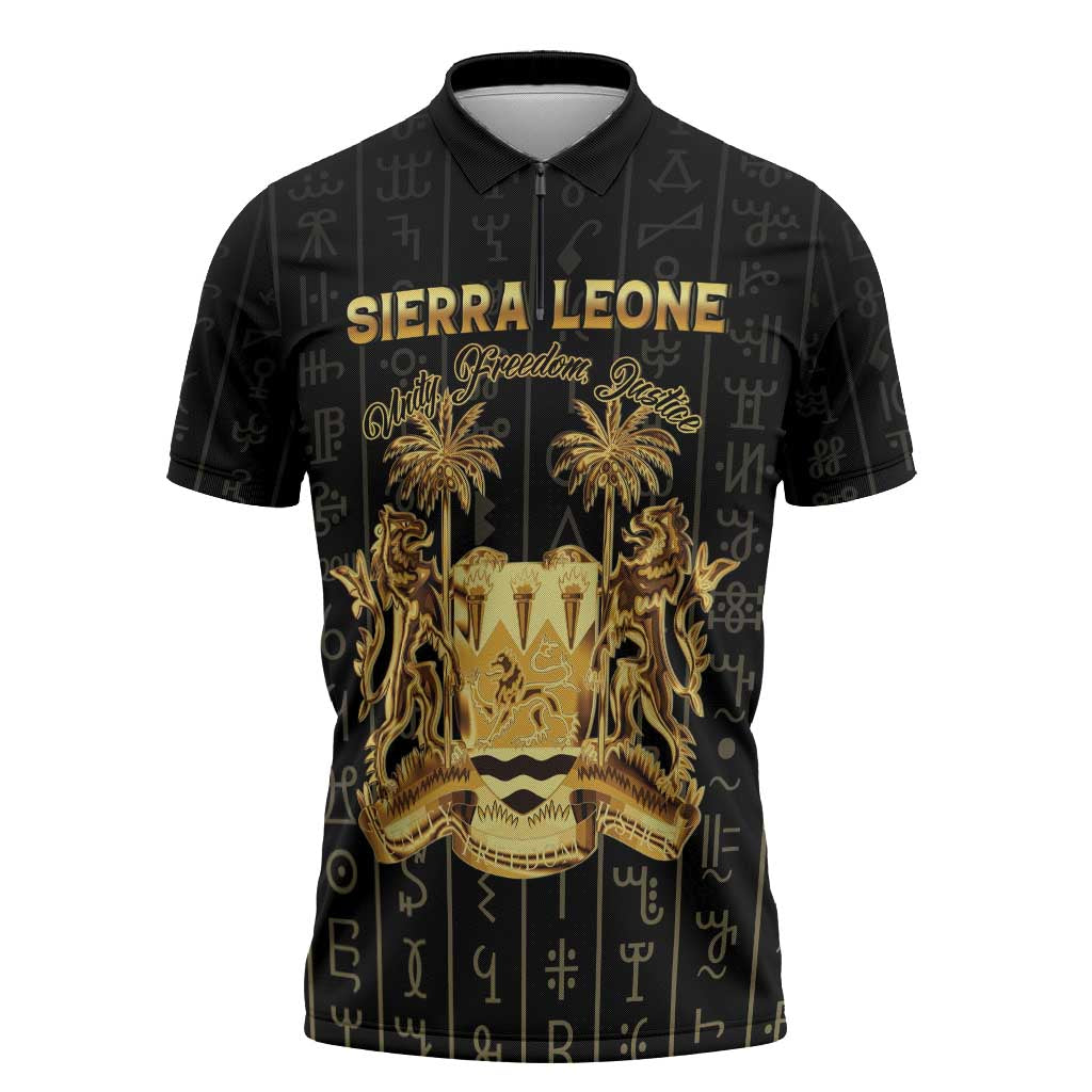 Personalized Sierra Leone Vai Syllabary Vertical Pattern Zipper Polo Shirt - Wonder Print Shop