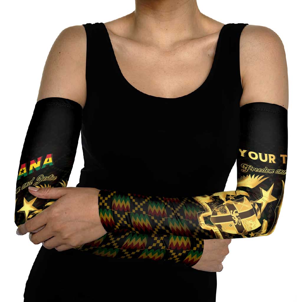 Personalized Ghana Kente Pattern Arm Sleeves The Heart of Gold of Africa - Wonder Print Shop