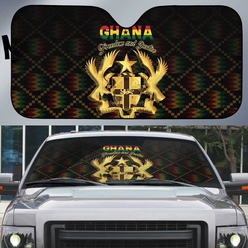 Ghana Kente Pattern Auto Sun Shade The Heart of Gold of Africa - Wonder Print Shop