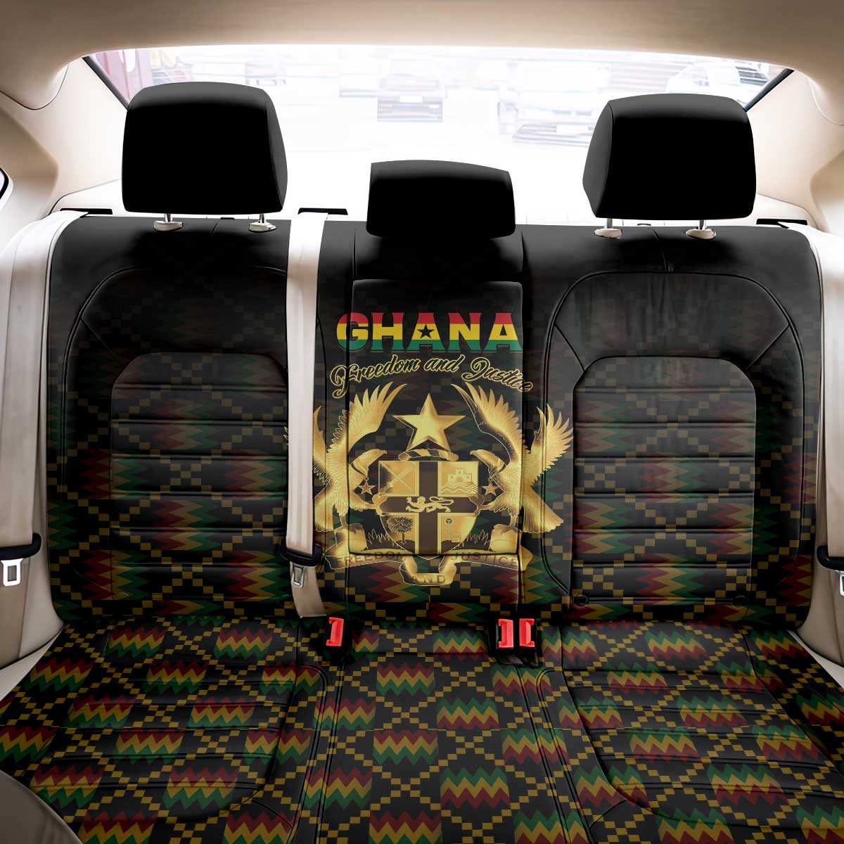 Ghana Kente Pattern Back Car Seat Cover The Heart of Gold of Africa - Wonder Print Shop